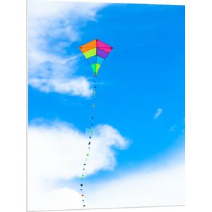 PVC Schuimplaat- Foto van Kleurrijke Vlieger onder Schapenwolken - 75x100 cm Foto op PVC Schuimplaat