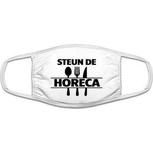 Steun de horeca mondkapje | restaurant |  gezichtsmasker | bescherming | bedrukt | logo | Wit mondmasker van katoen, uitwasbaar & herbruikbaar. Geschikt voor OV