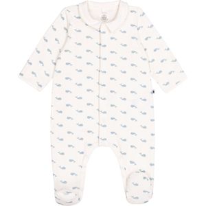 Petit Bateau Fluwelen babypyjama met kraag en walvisprint