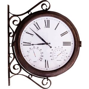 St. Helens Home & Garden Stationsklok Dubbelzijdig – 38 cm – Incl. Thermometer & Hygrometer – Weerbestendig