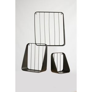 DKNC - Wandrek Atbara - Metaal - Set van 3 - 32.5x11x37.2cm - Zwart