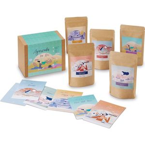 Ayurveda Thee Set - Ontdek de wereld van Ayurveda Thee - Cadeau Set - 100% Biologisch - 5 heerlijke Ayurvedische theesoorten in één set - 50 gram per soort - Inclusief 5 product kaarten