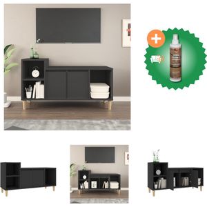 vidaXL Tv-meubel 100x35x55 cm bewerkt hout zwart - Kast - Inclusief Houtreiniger en verfrisser