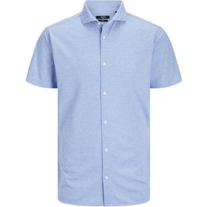 Jack & Jones Overhemd Jprblarian Pique Shirt S/s 12258626 Palace Blue/slim Fit Mannen Maat - S