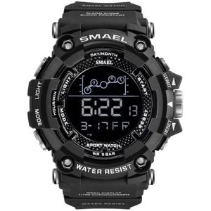 Digitaal Shockbestendig Horloge Zwart | Smael | Waterdicht 5ATM | Glow in dark | Mud Master | Mudmaster | Shock | Licht | Rubberen band | 1802 | Timer | Eyecatcher | Master | kado | Cadeau