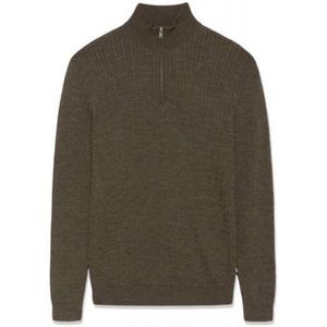 Bruine wollen trui met rits