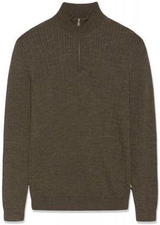 Bruine wollen trui met rits