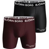 Bjorn Borg - Björn Borg Performance Boxershorts 2-Pack Zwart Bordeaux - Heren - Maat XL - Body-fit