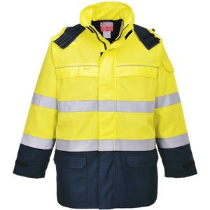 Portwest - Bizflame Regen+ Hi-Vis Vlamboog Jack - Geel/Marine - XXL