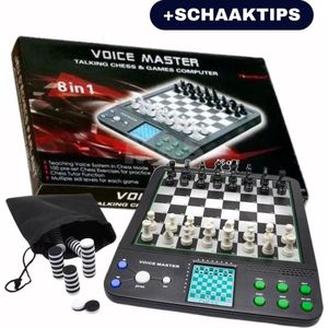 Schaakcomputer - Elektrisch Schaakbord - Schaakspel - 8 in 1 Spel - Chess - Schaaktips - Luxe schaakbord - Dambord - Dammen - Schaken