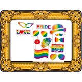Foto prop set met frame - goud - met gay pride regenboog thema - 13-delig - photo booth accessoires