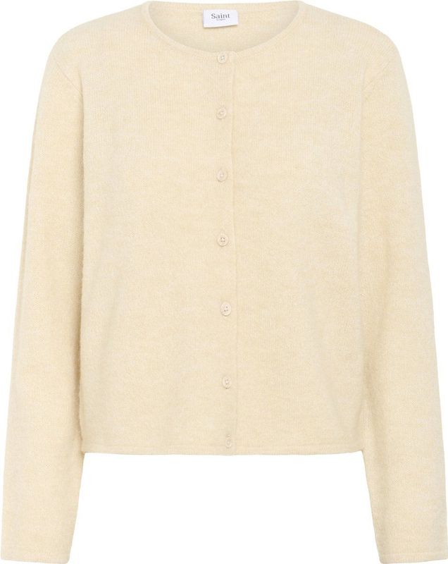 SAINT TROPEZ - Larna - Gebreid Vest - Crème - Lange Mouw