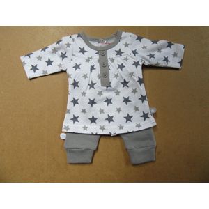 wiplala kledingset meisje ster, wit / grijst 0 maand  50