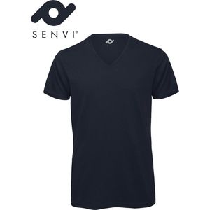 Senvi V-hals T-shirt 5 Pack 100% Katoen (Biologisch) Blauw - M