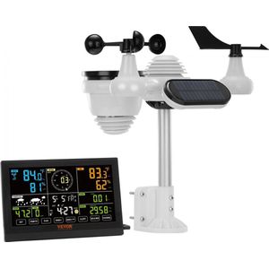 7-in-1 weerstation Draadloos weerstation met buitensensor 7,5"" kleurendisplay RCC atoomklok voor het meten van windrichting, windsnelheid, luchtdruk, binnen-/buitentemperatuur en vochtigheid, maanfase