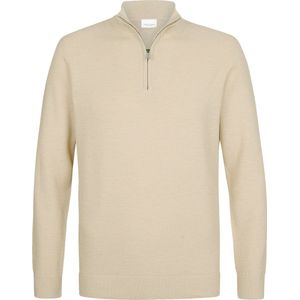 Profuomo - Slim Fit Trui - Off White - Katoen - Korte Rits