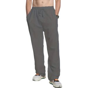 Nivard Linnen Broek Heren - Zomerbroek - Volwassenen - Lange Broek - Pantalon - Strandbroek - Zomer - Ibiza Stijl - Donkergrijs - Maat S