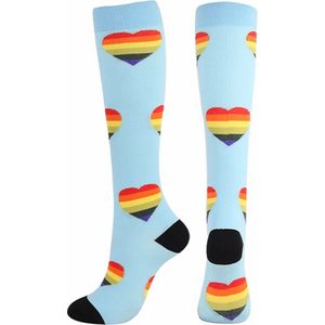 Happy Compressiesokken - Compressiekousen - Sokken - Maat: L/XL (40/43) - Regenboog