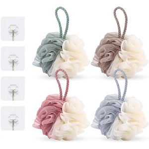 Zachte badspons - Perfect voor douches - Set van 4 - Zacht nylon - 13,5 x 13,5 cm