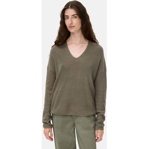 camel active Gebreide trui met V-hals - Maat womenswear-XXS - Grijs - Groen