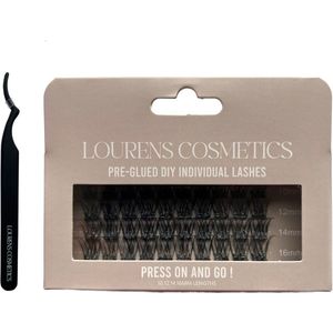 Press-on Lashes - Voorgelijmde Wimper extensions + tweezer - DIY Pre-Glued Eyelash Extensions - Cluster Wimperextensions - Blijft 5-7 Dagen Zitten - Aanbrengen in 3 Minuten - Geen Wimperlijm Nodig - Makkelijk te Verwijderen - Herbruikbaar - Classy