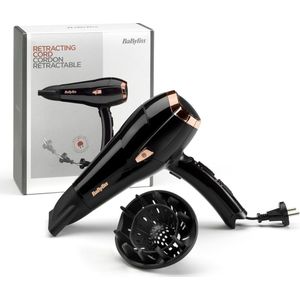 föhn - met ionische anti frizz functie - 2000W - Krullen - intrekbaar snoer - 3 temperatuurinstellingen - 2 Snelheden - Koelfunctie - Zwart -