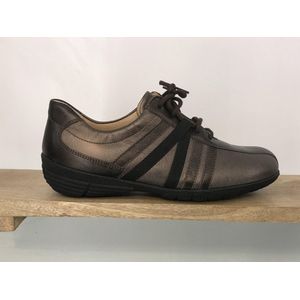 HARTJES - Leren met suede Veterschoen - Maat 37,5 / 4,5 - comfortabele dames schoenen - brons / bruine - uitneembare binnenzool