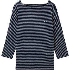 TOM TAILOR T-shirt boat neck stripe Dames T-shirt - Maat XL