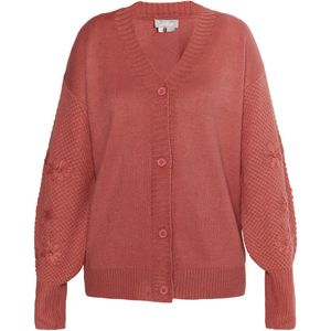 usha - Gebreid Vest - Geborduurde Bloemen - Casual Snit