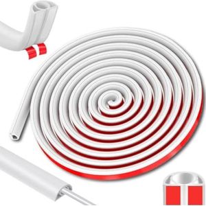 Kabelgoot - Zelfklevende Kabelgoot - Flexibele Kabelgoot - Halfronde Kabelgoot - PVC Kabelkanaal - Kabel Organizer - Draadgoot voor Muur en Vloer - Kabelmanagement - 3 Meter - Wit - Kabelafdekking - Kabelbrug - Zonder Boren - Buigzaam