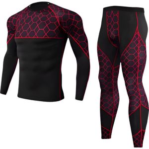 E-shop4u® - Thermisch Ondergoed Set Mannen - Ondergoed Sets Lange - Lange Mouw - Compressie - Snel Droog - Ski Ondergoed - Maat L - Rood