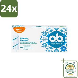 o.b. Tampons - ProComfort Super - Voor een Comfortabele & Veilige Bescherming - 16 Tampons - Voordeelverpakking - 24 stuks - O.b. - Super
