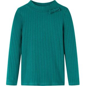 vidaXL - Kindershirt - Donkergroen - Lange Mouwen - Geribd