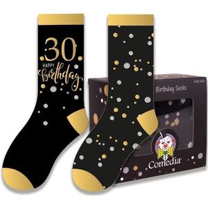 Witbaard Cadeausokken 30 Jaar Polykatoen Zwart/goud 2-delig