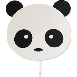 Houten wandlamp kinderkamer | Panda - wit/zwart | toddie.nl