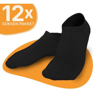 VOLQU® - SEN - 12 Paar - Premium Katoen Enkelsokken - Sneaker Sokken - Maat 43 46 - Sneakersokken Heren Dames - Sportsokken Heren - Sportsokken Dames - Zwart