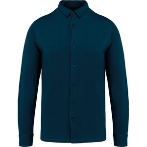 Biologisch jersey herenoverhemd lange mouwen Peacock Blue - 3XL
