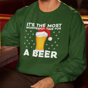 Foute Kerst Trui Groen It's The Most Wonderful Time For A Beer XS