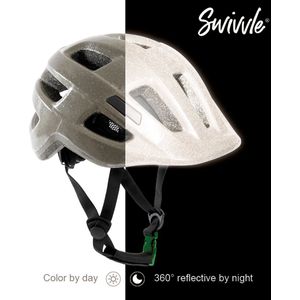 Swivvle® reflecterende fietshelm kinderen - Veilige kinderhelm zichtbaar in het donker - 360° reflector helm in Misty Grey - maat XS (48-50 cm) - model Spica