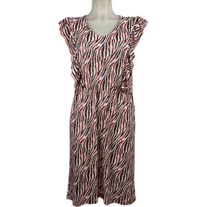 Angelle Milan – Travelkleding voor dames – Rode Zebra Mouwloze Jurk – Ademend – Kreukherstellend – Duurzame jurk - In 4 maten - Maat S