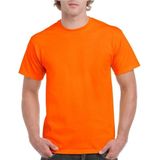 Set van 2x stuks fel oranje basic shirt voor volwassenen - 100% katoen, maat: M