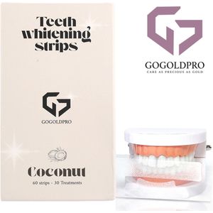 GoGoldPro PAP+ Tanden bleek Strips - 60 Strips voor Stralend Witte Tanden - Wittere Tanden Zonder Peroxide - 100% Veilig en Natuurlijk! - Teeth Whitening Strips - 7 Verschillende Smaken - Kokos