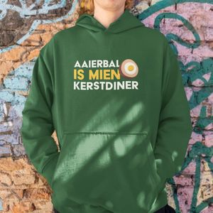 Foute Kerst Hoodie Groen Aaierbal Is Mien Kerstdiner XS