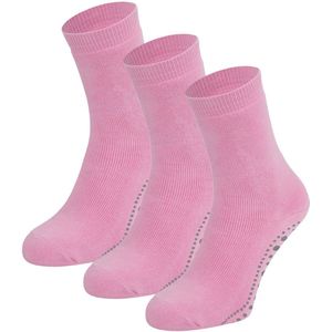 Dames antislip sokken van katoen - 3 paar - 35/38 - Light rose