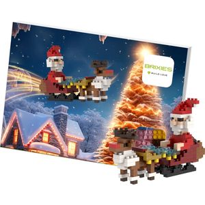 Postkaart Kerstman met Arreslee- Brixies- Bouwsteentjes