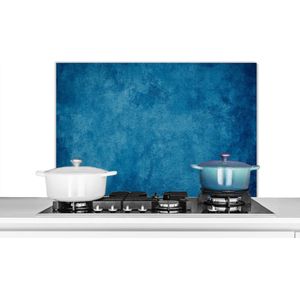 Spatscherm Keuken - Kookplaat Achterwand - Spatwand Fornuis - 90x60 cm - Beton print - Blauw - Vintage - Aluminium - Wanddecoratie - Muurbeschermer - Hittebestendig