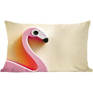 Sierkussens - Kussen - Flamingo met groot oog - 50x30 cm - Kussen van katoen