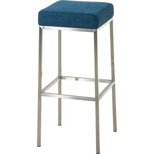 Moderne barkruk Vierkant - Zonder rugleuning - Ergonomisch - Set van 1 - Barstoelen voor keuken of kantine - Vierkant - Polyester - Blauw/zilver - Zithoogte 85cm