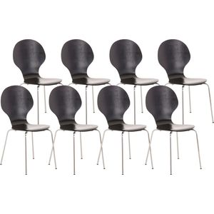CLP Diego Set van 8 stapelstoelen zwart