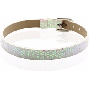 Montebello Armband Akoi Wit - Dames - PU leer – Glitter - 20.5 cm